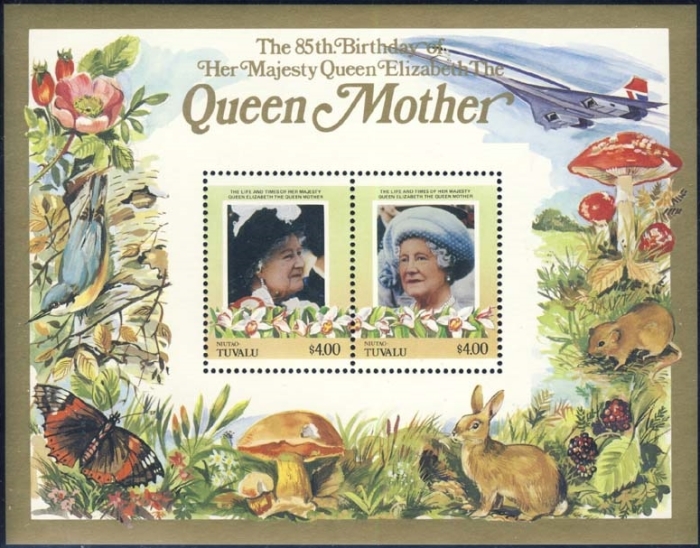 1985 Leaders of the World Life and Times of Queen Elizabeth, The Queen Mother Restricted Printing $4.00 Souvenir Sheet
