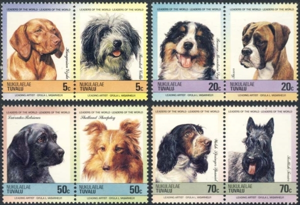 1985 Leaders of the World, Dogs Stamps