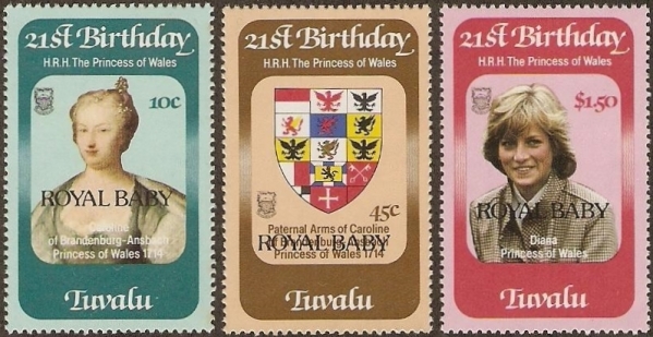 1982 21st Birthday of Princess Diana Stamps Overprinted ROYAL BABY