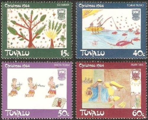 1984 Christmas, Children's Drawings Stamps