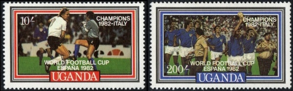 Uganda 1982 World Cup Soccer Championship Winners Stamps