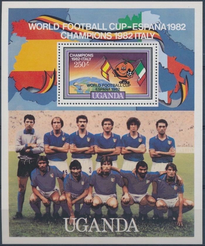 Uganda 1982 World Cup Soccer Championship Winners Souvenir Sheet