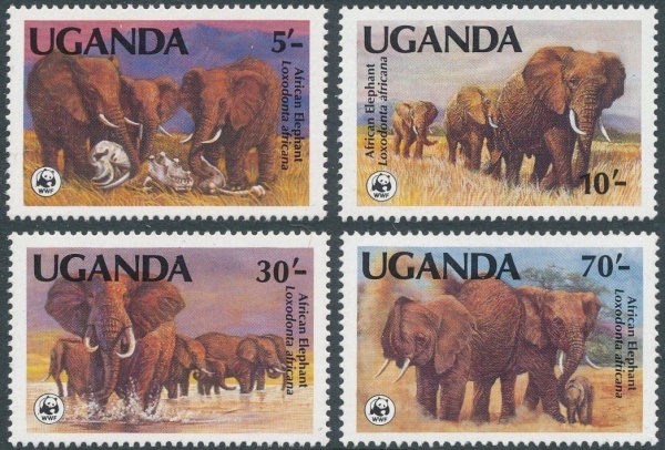 Uganda 1983 African Elephants (WWF) Stamps