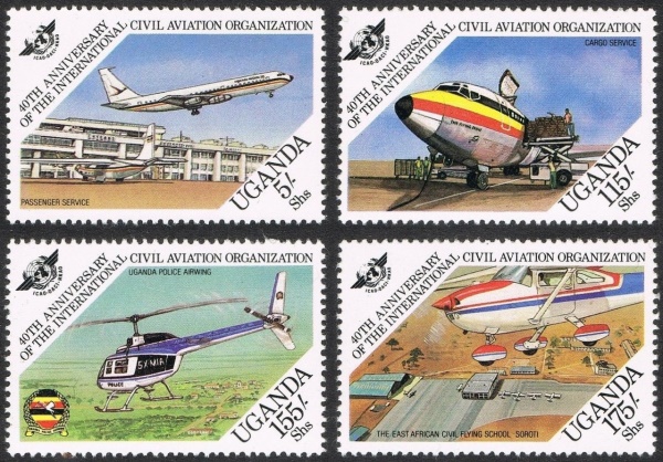 Uganda 1984 40th Anniversary of Civil Aviation Organization Stamps