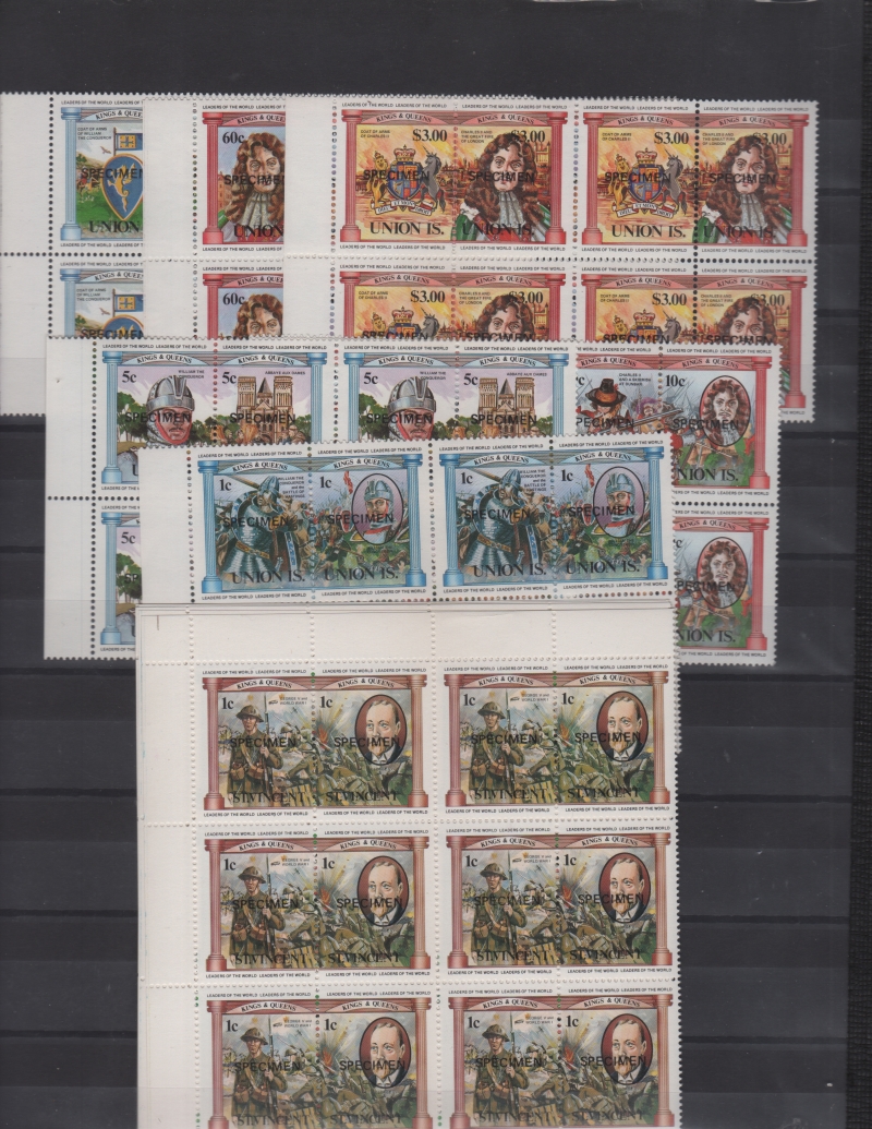 Saint Vincent 1984 Leaders of the World British Monarchs Specimen Stamp Sets