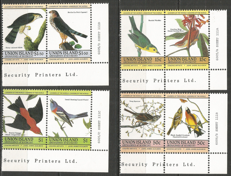 Saint Vincent Union Island 1985 Audubon Birds Genuine Set offered by bort777alex on eBay