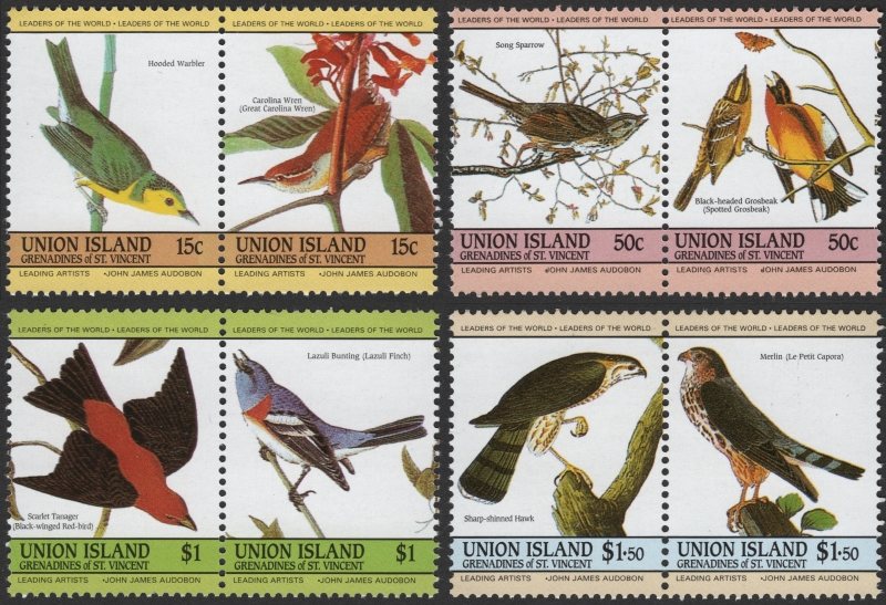 Saint Vincent Union Island 1985 Audubon Birds Forgery Set