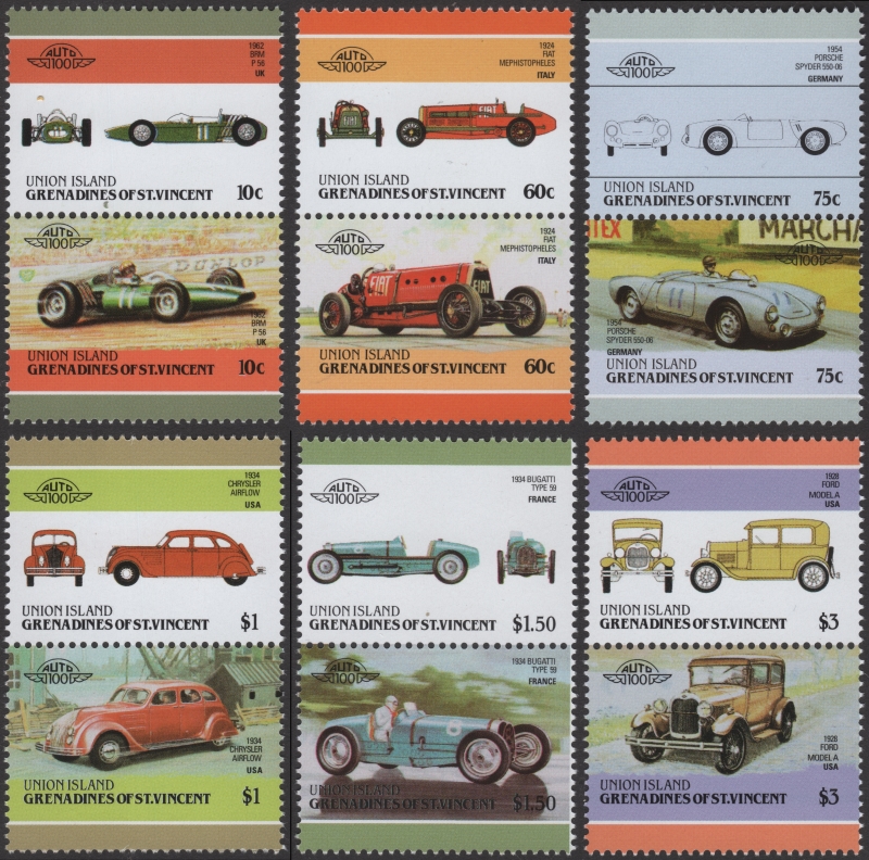 Saint Vincent Union Island 1986 Leaders of the World Automobiles 4th Series Forgery Set