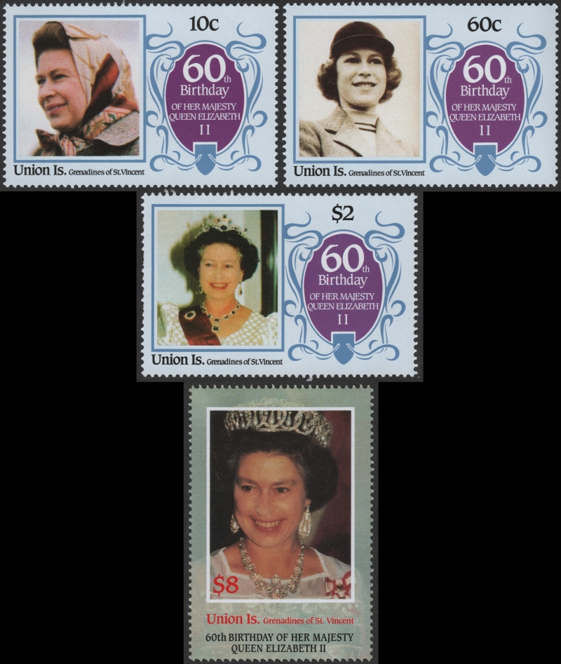 Union Island 1986 60th Birthday of Queen Elizabeth II Forgery Set