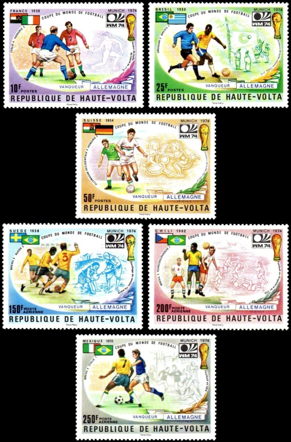 Upper Volta 1974 World Cup Soccer Championship Winners Stamps