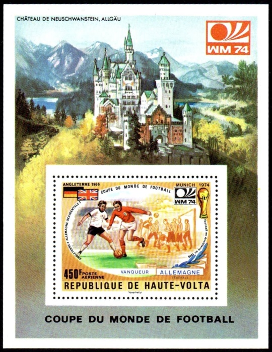 Upper Volta 1974 World Cup Soccer Championship Winners Souvenir Sheet