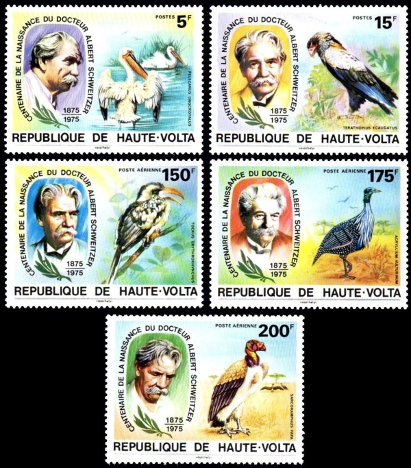 Upper Volta 1975 Birth Centenary of Albert Schweitzer Stamps