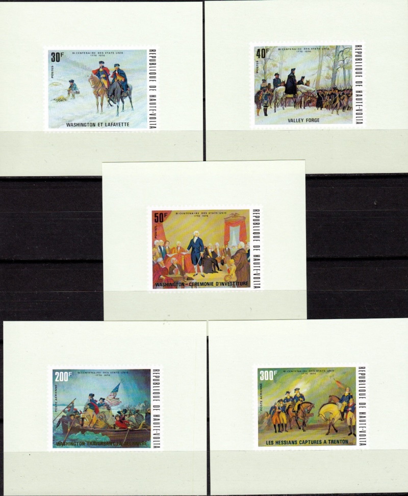Upper Volta 1975 American Bicentennial (2nd issue) Deluxe Sheetlet Set with White Background