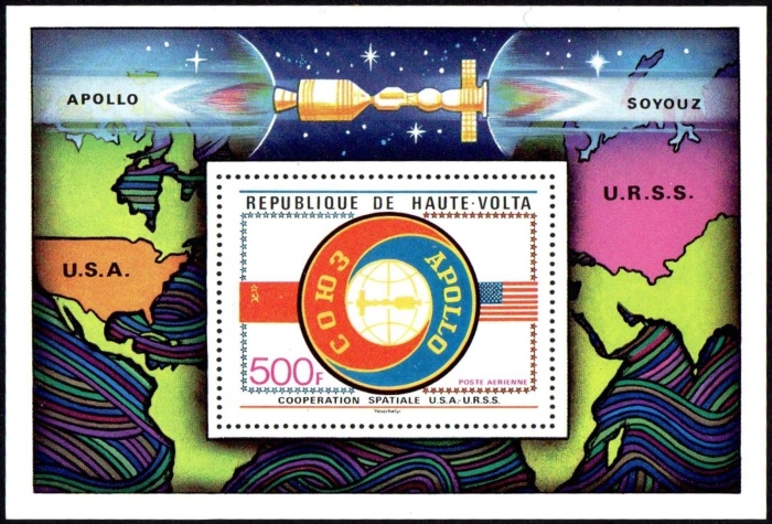 Upper Volta 1975 Apollo-Soyuz Space Test Project Souvenir Sheet