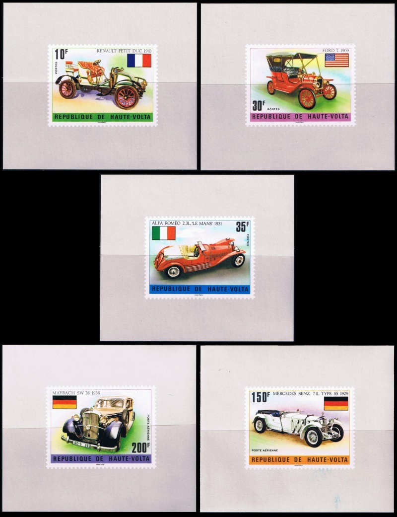 Upper Volta 1975 Flags and Old Cars Deluxe Sheetlet Set