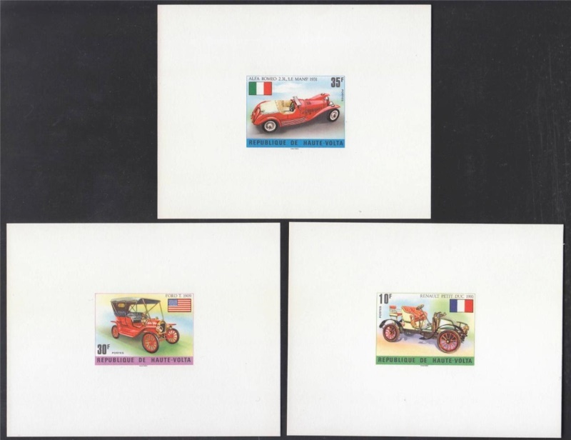 Upper Volta 1975 Flags and Old Cars Deluxe Sheetlets with White Background