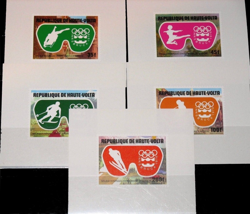 Upper Volta 1975 12th Winter Olympic Games Deluxe Sheetlet Set with Pale Tan Background