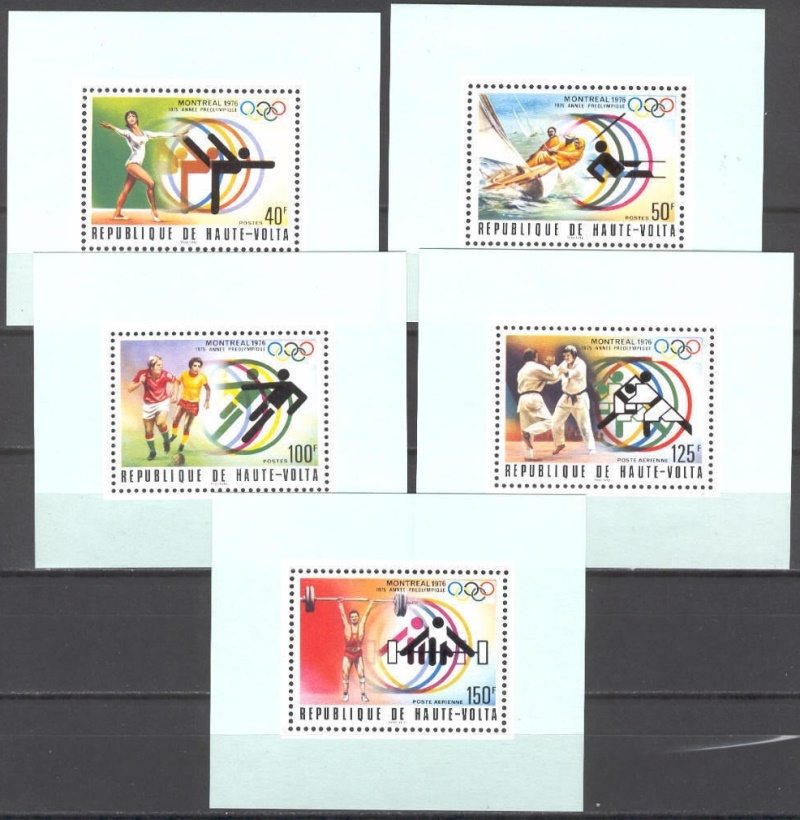 Upper Volta 1976 21st Olympic Games (1st issue) Deluxe Sheetlet Set with Light Green Background