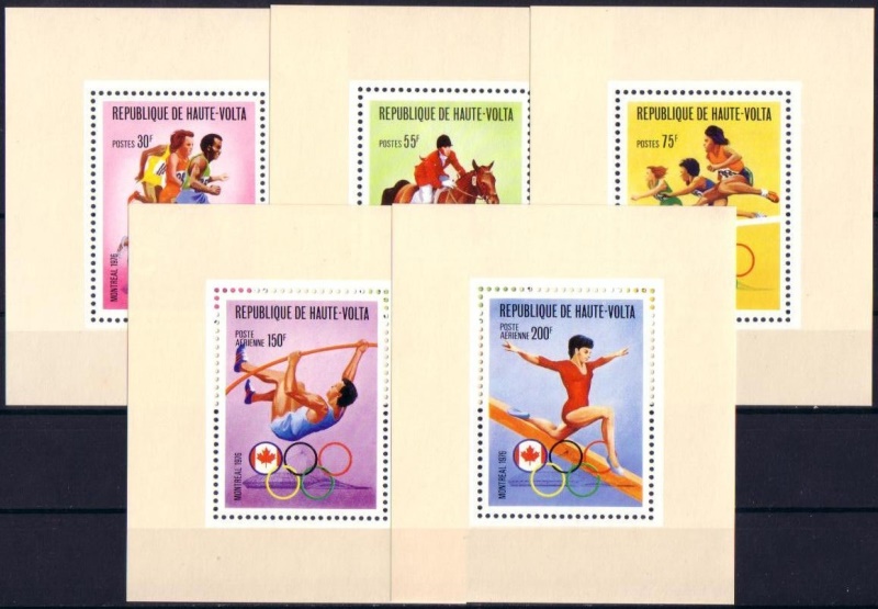 Upper Volta 1976 21st Olympic Games (2nd issue) Deluxe Sheetlet Set with Light Tan Background