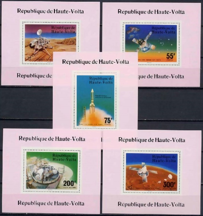 Upper Volta 1976 Viking Mars Project Deluxe Sheetlet Set with Pink Background
