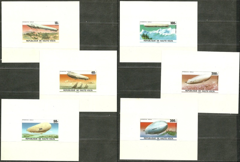 Upper Volta 1976 75th Anniversary of the Zeppelin Deluxe Sheetlets with White Background