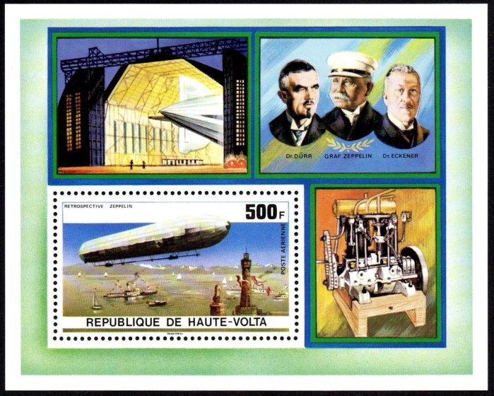 Upper Volta 1976 75th Anniversary of the Zeppelin Souvenir Sheet