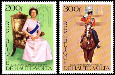 Upper Volta 1977 25th Anniversary of the Reign of Queen Elizabeth II Stamps
