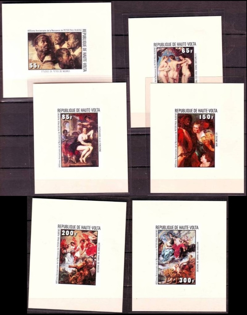 Upper Volta 1977 Rubens Paintings Deluxe Sheetlet Set with White Background