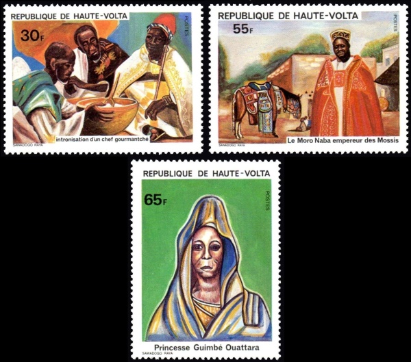 Upper Volta 1980 Gourmantche Chief Initiation, Emperor Moro Naba and Princess Guimbe Quattara Stamps