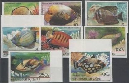 1980 Tropical Fish Imperforate Stamp Set
