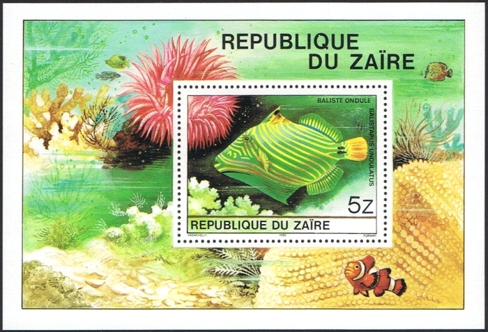 1980 Tropical Fish Souvenir Sheet