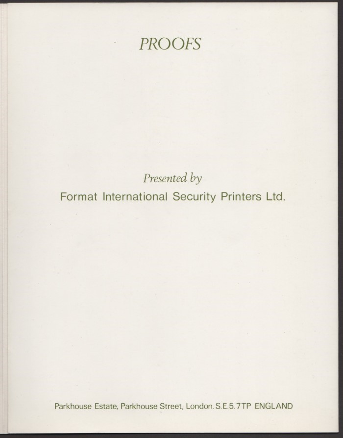 Proof Presentation Folder Showing Address of the Format International Security Printers