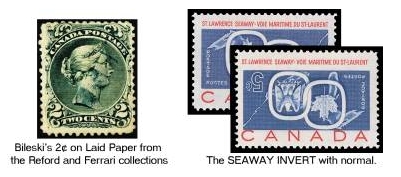 Kasimir Bileski Famous Seaway Invert and 2c on Laid Paper Stamps