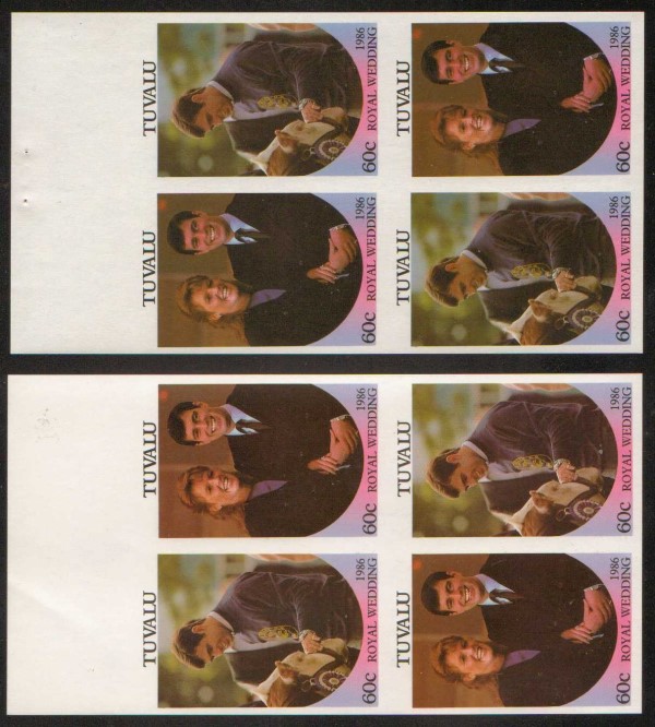 First image of 1986 Royal Wedding imperforate booklet pane