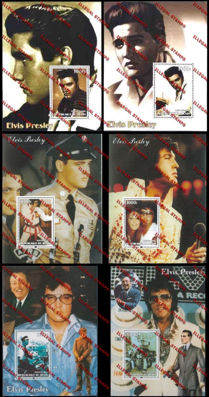 Benin 2002/2003 Elvis Presley Illegal Stamp Souvenir Sheets