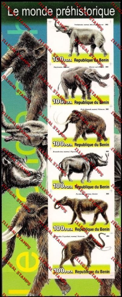 Benin 2003 Elephants Illegal Stamp Sheetlet of Six