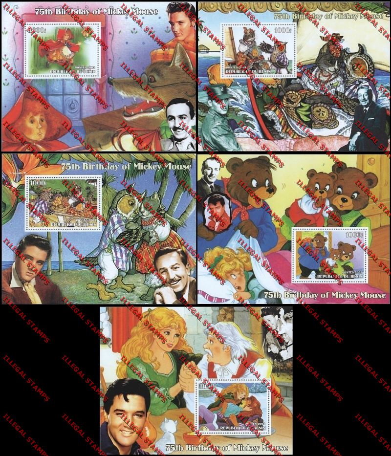 Benin 2003 Fairy Tales Cartoon Illegal Horizontal Souvenir Sheets