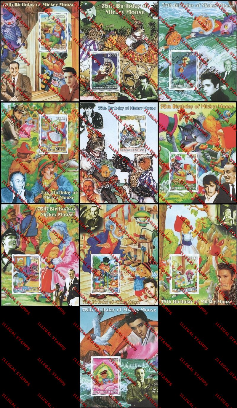 Benin 2003 Fairy Tales Cartoon Illegal Vertical Souvenir Sheets