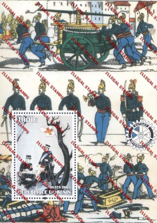 Benin 2003 Firemen Red Cross with Rotary Emblem Illegal Stamp Souvenir Sheet