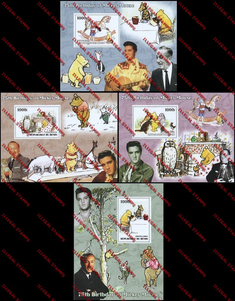 Benin 2003 Winnie the Pooh Illegal Souvenir Sheets