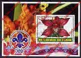 Benin 2005 Orchids with Scouts Logo Illegal Stamp Souvenir Sheet of 1