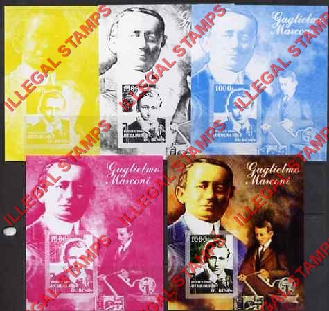 Benin 2006 Marconi Illegal Stamp Souvenir Sheet Fake Color Proofs