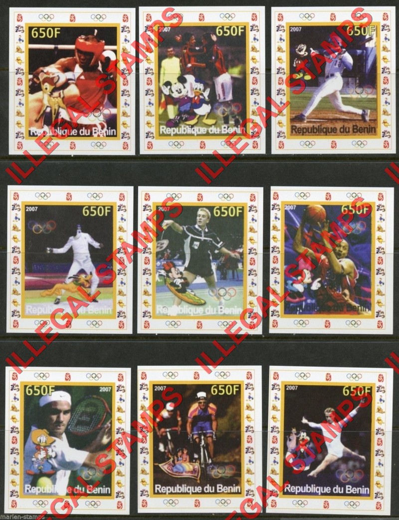 Benin 2007 Olympic Games Illegal Stamp Deluxe Souvenir Sheets of 1