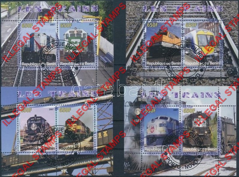 Benin 2007 Trains Illegal Stamp Souvenir Sheets of 2