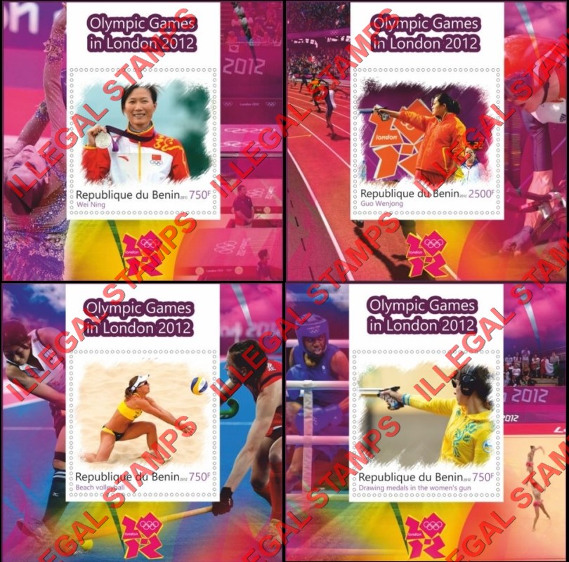 Benin 2012 Olympic Games in London Illegal Stamp Souvenir Sheets of 1 (Part 2)