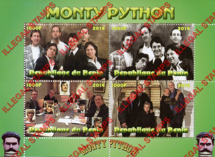 Benin 2014 Monty Python Illegal Stamp Souvenir Sheet of 4