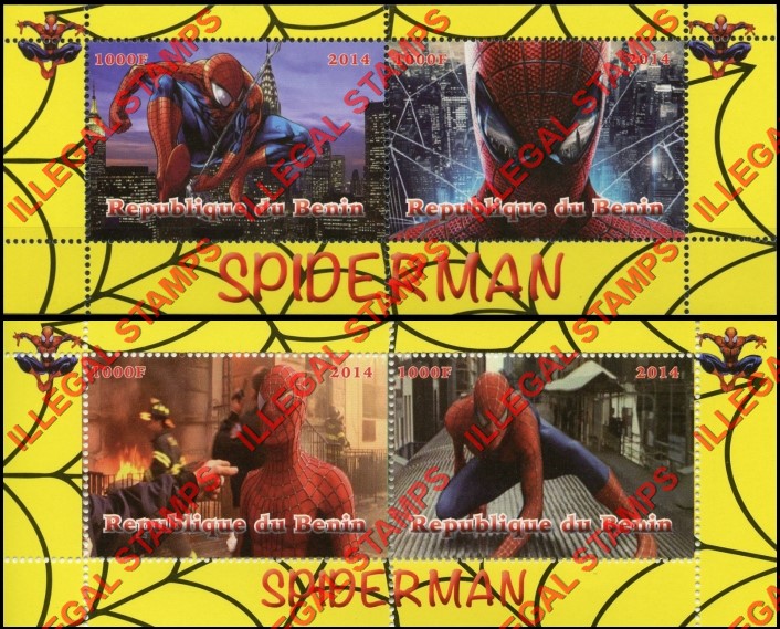 Benin 2014 Spiderman Illegal Stamp Souvenir Sheets of 2