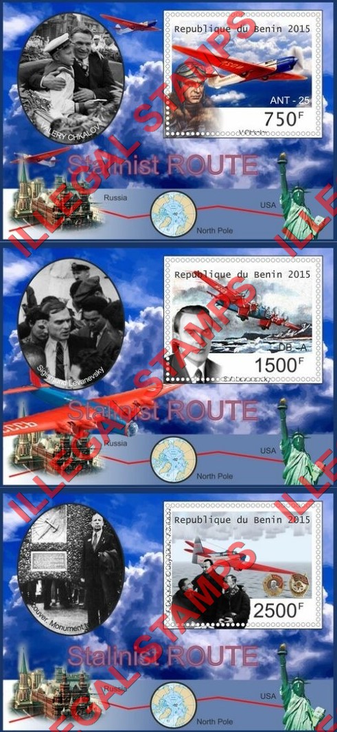 Benin 2015 Stalinist Polar Route Illegal Stamp Souvenir Sheets of 1 (Part 2)