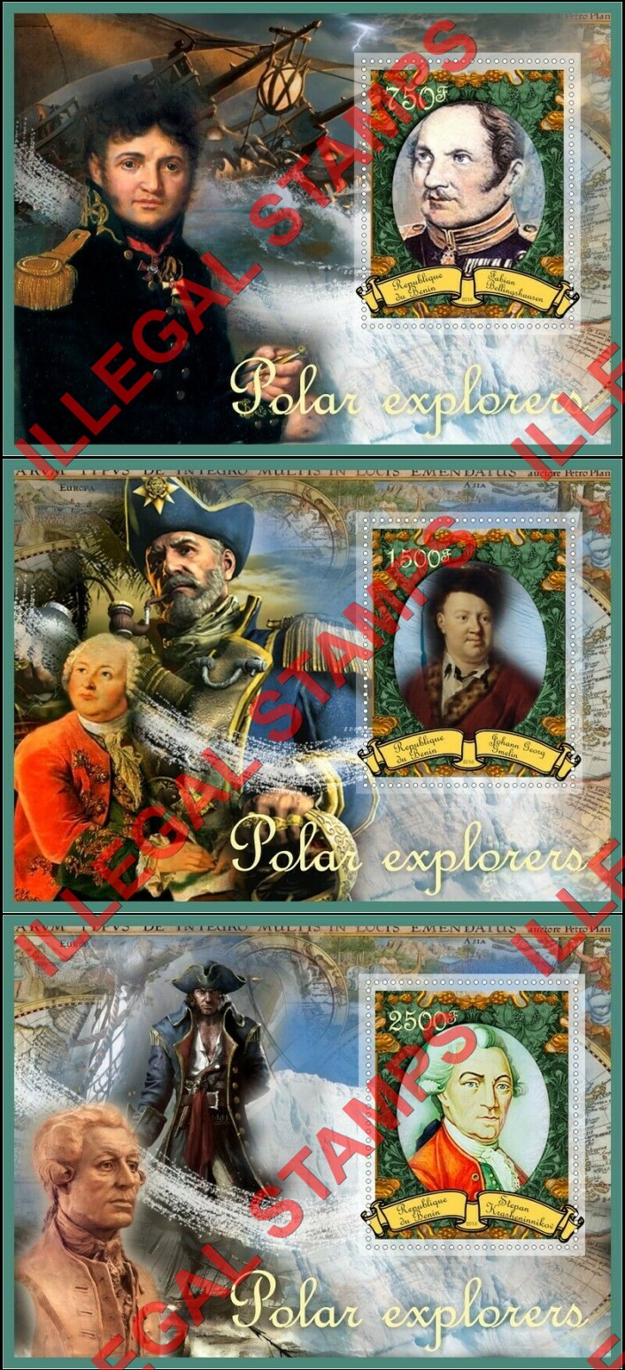 Benin 2016 Polar Explorers Illegal Stamp Souvenir Sheets of 1 (Part 2)