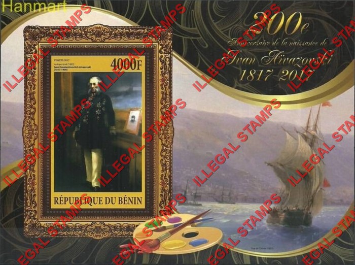 Benin 2017 Sailing Ships Paintings Illegal Stamp Souvenir Sheet of 1 Benin 2017 Sailing Ships Paintings Illegal Stamp Souvenir Sheet of 1